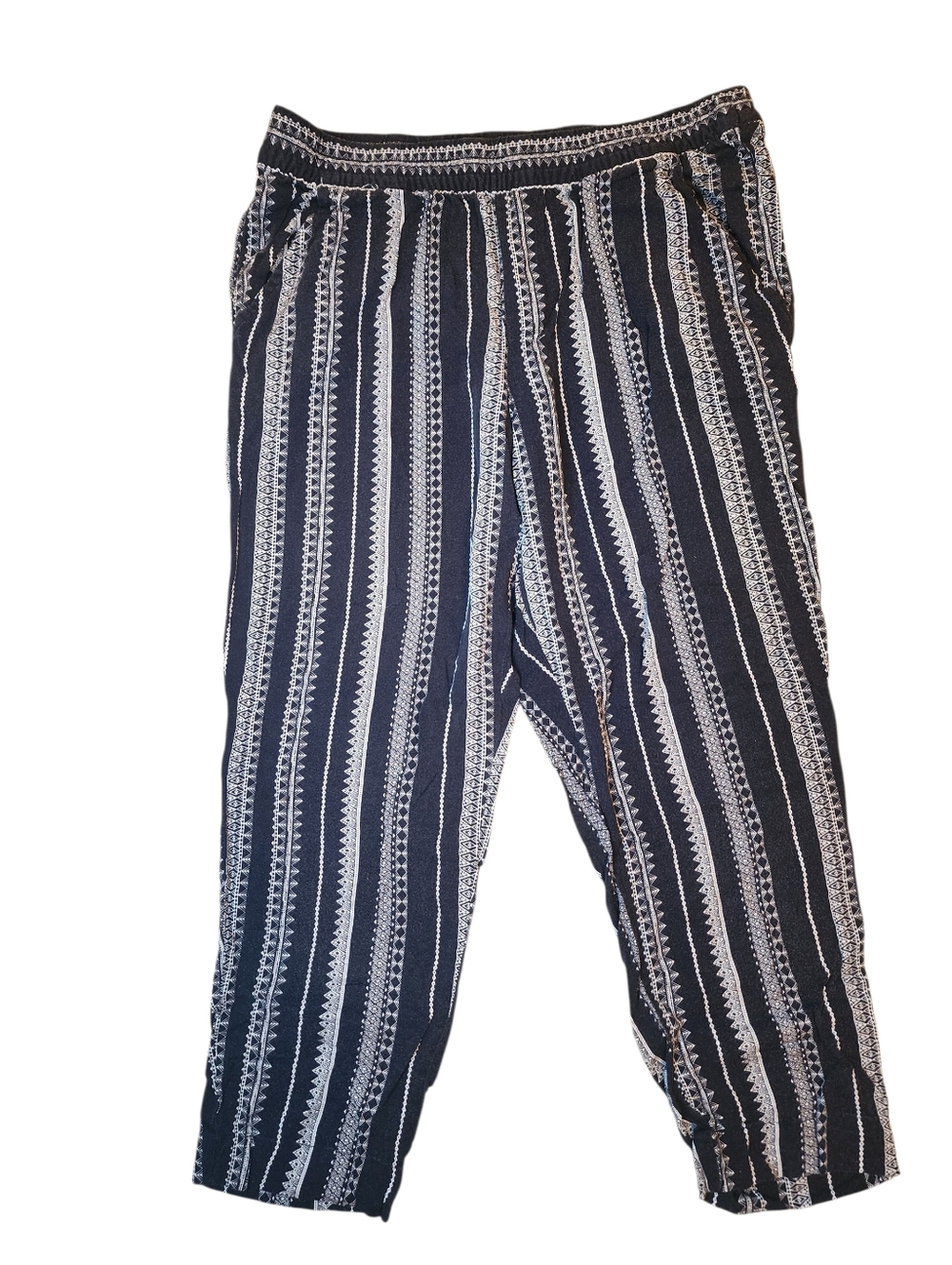 Jessica Simpson Black & White Geo Tribal Print Jogger Pants, S